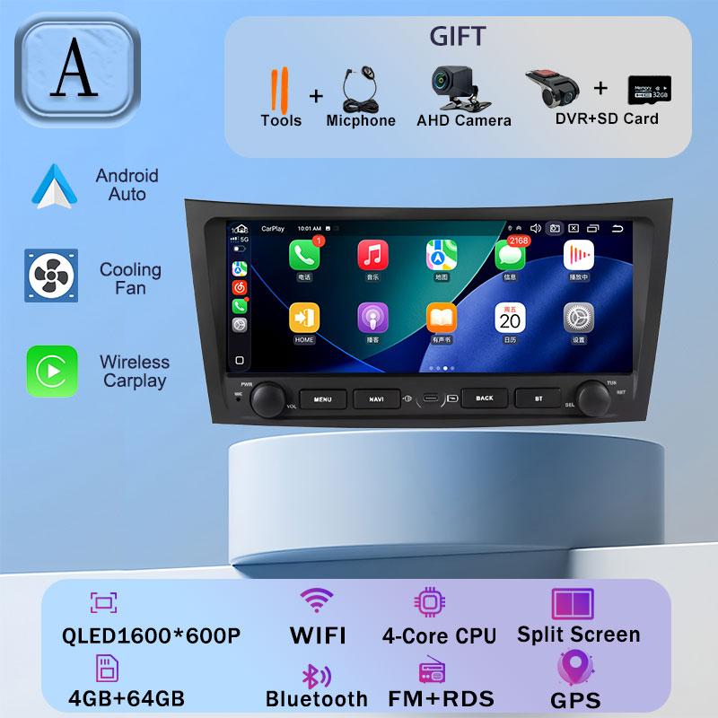 Écran Android 16 de 9,3 pouces pour Mercedes Benz Classe E W211 E200 E220 E300 E350 E240 E270 E280 Classe CLS W219 2002 - 2009 WiFi 4G CarPlay