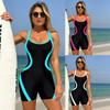 Novo Maiô Peça Única Europeu e Americano Feminino Combinação de Cores Esportivo Apertado Traje de Surf Sexy Maiô de Praia