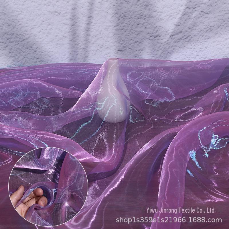 "Farbverlauf Zweifarbiges Organza-Gewebe mit Fantasy-Perlen- & Glasgarn für Kleidung und Röcke"