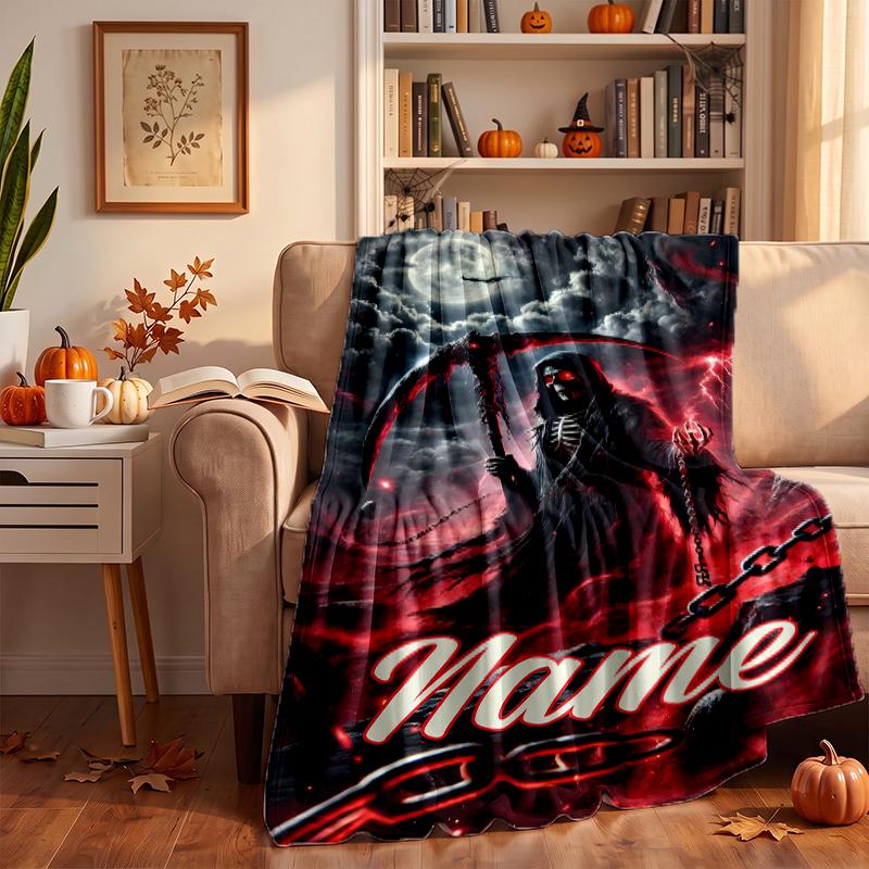 Dark Gothic Custom Flannel Blankets Soft Warm Cozy Throws for Home Decor Holiday Gifts