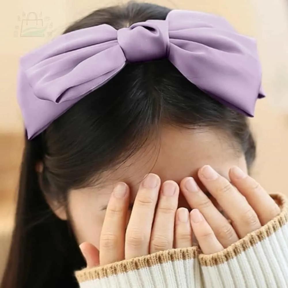 GSTORE Giant Ribbon Headband Ribbon Headband Lovely Hairband Goddess Headband Purple Satin Giant Ribbon Hairband