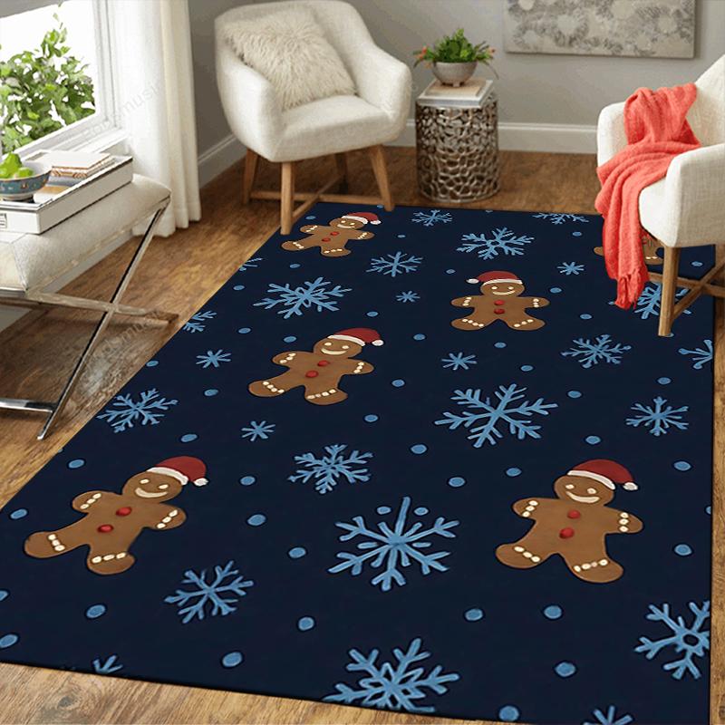 1Pc Gingerbread Men Christmas Rug Office Carpet Indoor Outdoor Doormat Nonslip Soft And Comfortable Living Room Christmas Halloween Gift D91842