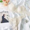 French Sexy Underwear Women's Thin Jacquard Embroidered Lace Bra Big Chest Small Anti-sagging Large Size Underwear Set