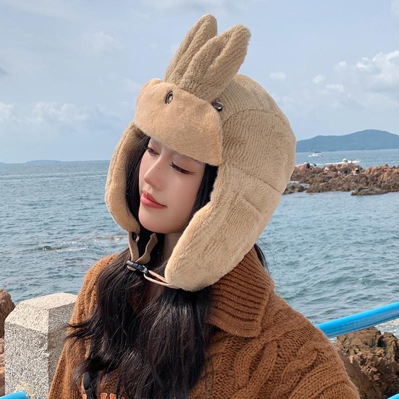 Winter Animal Ear Cap With Polyester Material For Cold Weather Girls хаки
