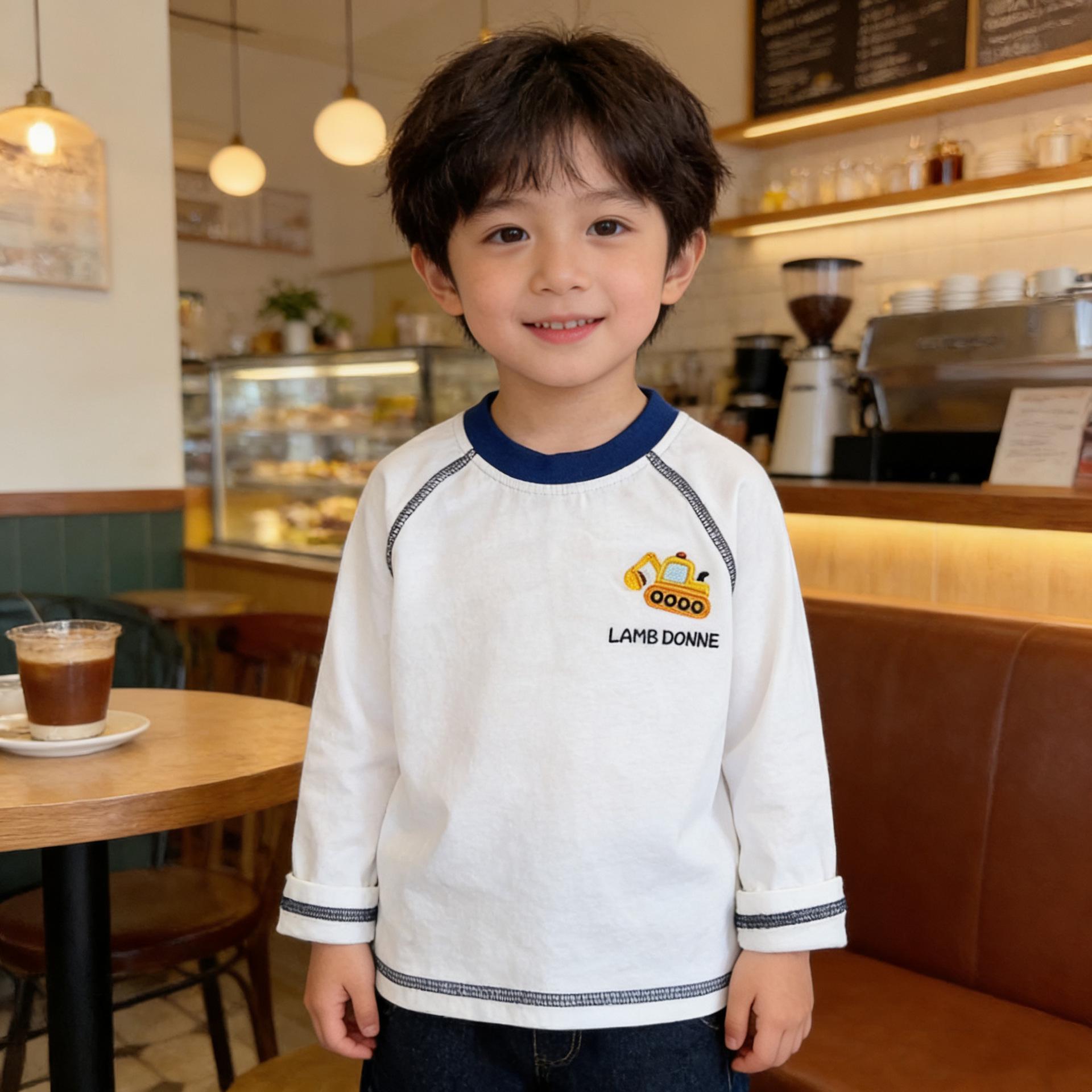 2026 Kids  Cartoon Embroidered Long-Sleeve Top for Boys and Girls. 120 cm
