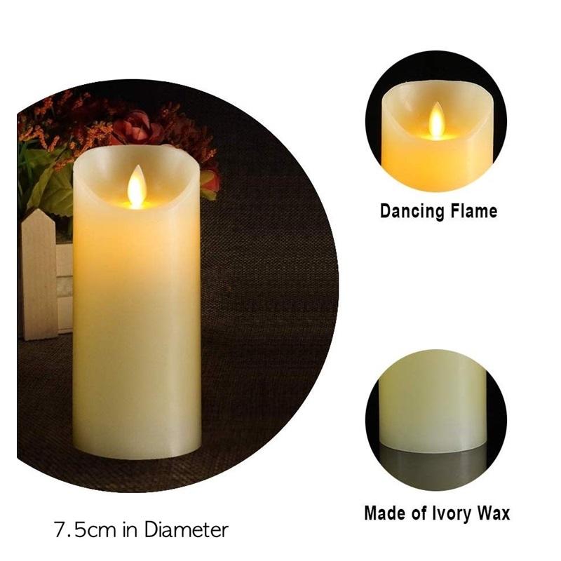 LED-Kerzen ohne Flamme, batteriebetrieben, LED-Säulen, echtes Wachs & beweglicher Docht, flackernde Kerze mit Fernbedienung