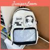 Student Bookbag Durable Nylon With Letter Print And Transparent Layer Design For Daily School Activities