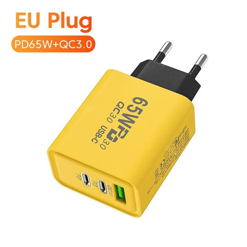 PD 65W 120W Type C Charger Quick Charge 3.0 Power Adapter For iPhone 14 13 12 Samsung Xiaomi Huawei Portable Wall Phone Charger