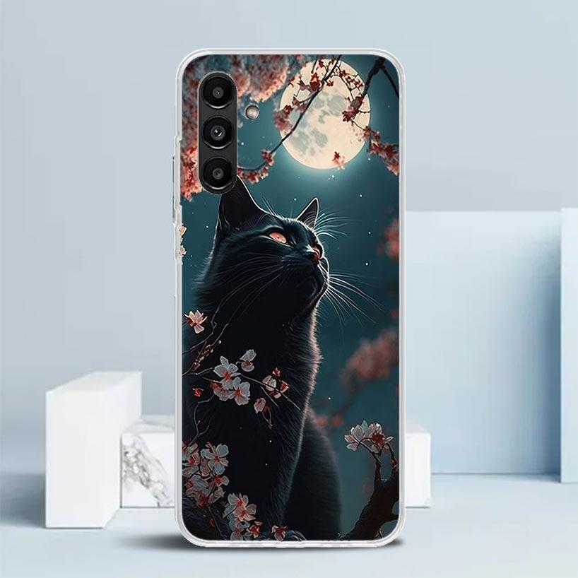 Cartoon Cute Black Cat Phone Case For Samsung Galaxy A17 A37 A57 A16 A15 A14 A13 A56 A55 A54 A53 A36 A35 A34 A33 A26 A25 A24 A23