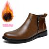 Fashion Men's Genuine Leather Side Zipper Boots Stylish Casual Ankle Booties Men Comfortable Slip-On Chelsea Boots Trendy Winter Shoes