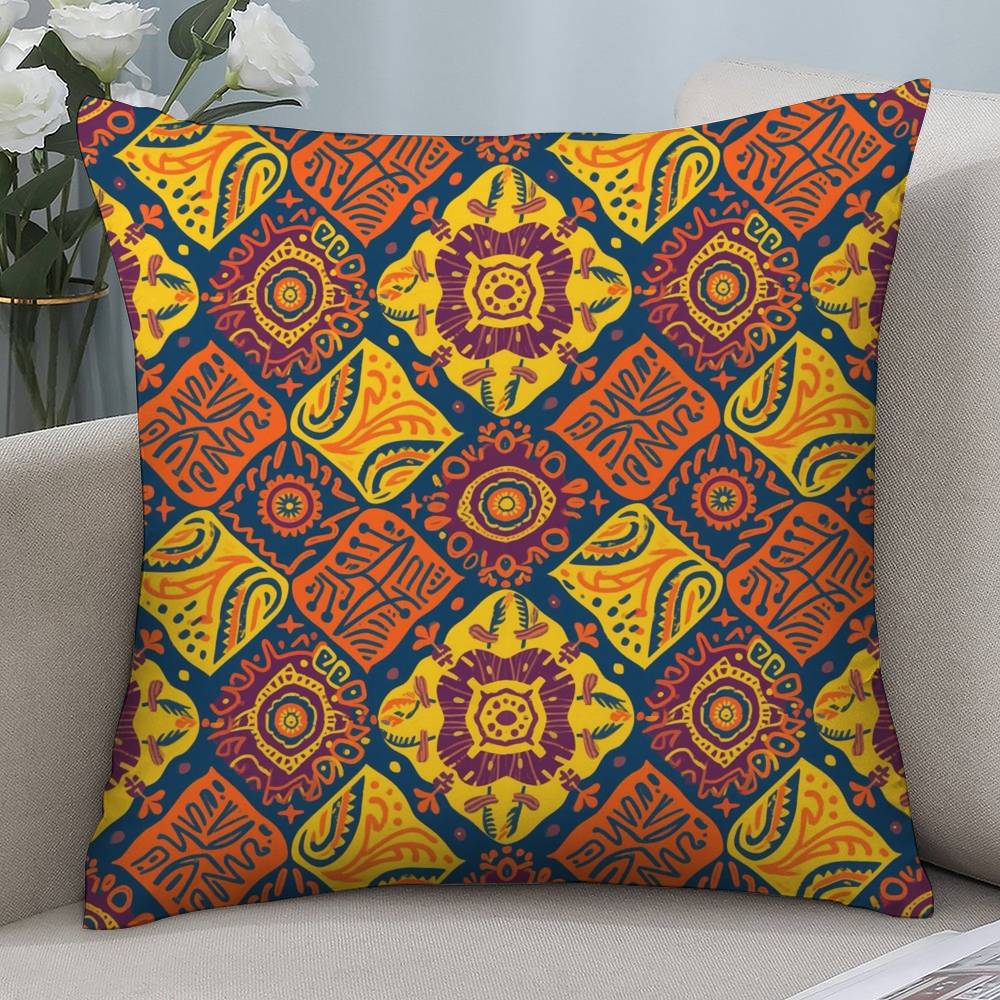 Fashion Square Pattern Pillow Case Short Plush Double-Sided Print Square Throw Pillow Covers Sofa Home Cushion Decor