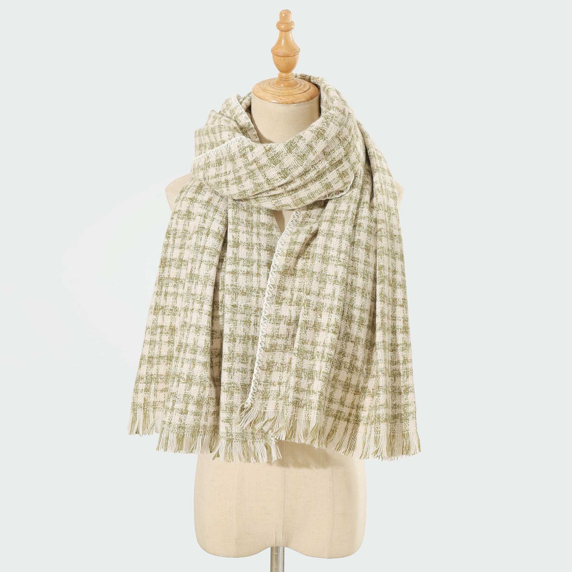 

Новый шарф-сетка «Тысяча птиц» Женский зимний повседневный универсальный шарф-сетка с подрубкой Утепленный теплый шарф 60*190 260G