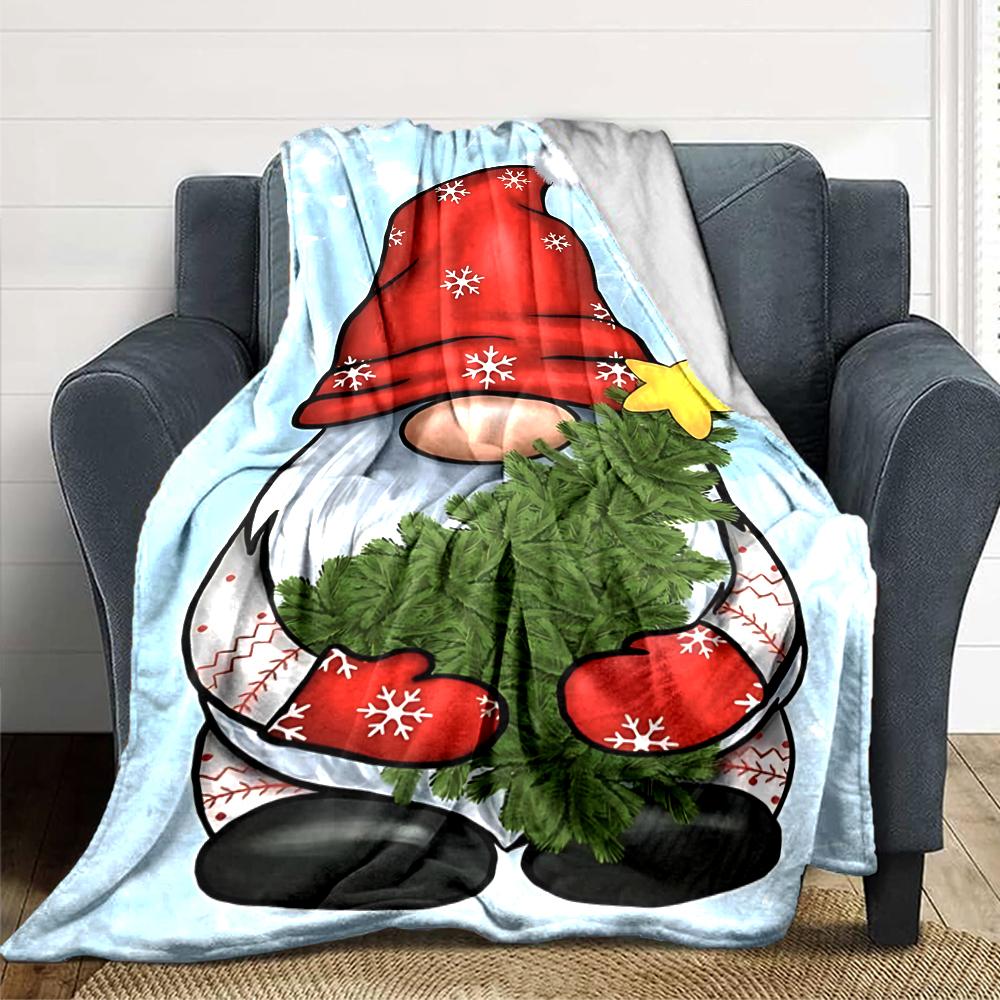 1Pc Christmas Gnome Celebration Blanket Soft Throw Blanket For Home Bedroom Bed Sofa Travel Office Solid Christmas Blanket