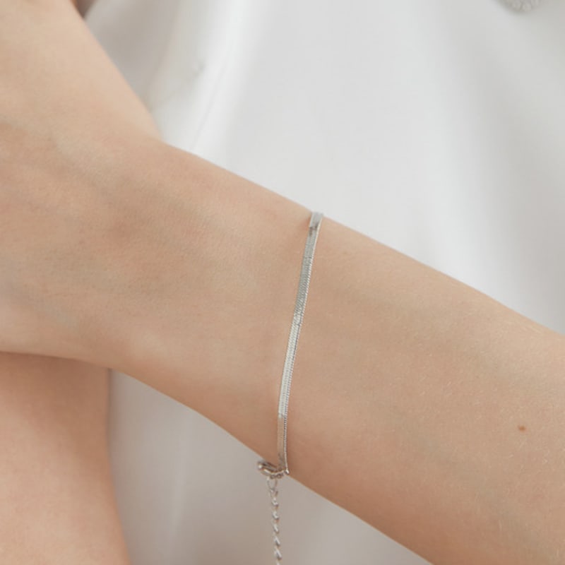 halden flat snake chain bracelet (W004_silver)