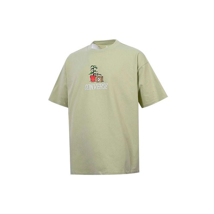 Converse ROAD TRIP T Shirts Men's Green Crew Neck Moderate Straight Fit 10023266-A03