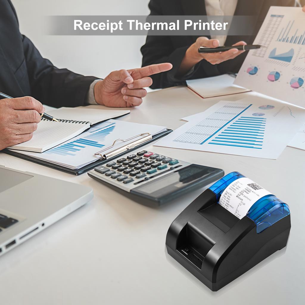 USB BT Wireless Printer Barcode Logo Printing with 1 Roll Paper 58mm Thermal Receipt Printer Desktop for Sales Retail Shop