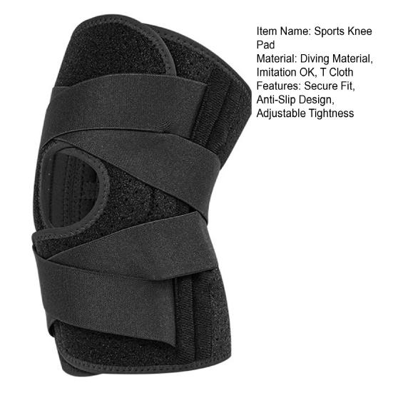 Sports Knee Pad Pre-Shaped Arc Sleeve with Silicone Knee Injury Prevention Anti-Slip Strip Adjustable Compression Neoprene