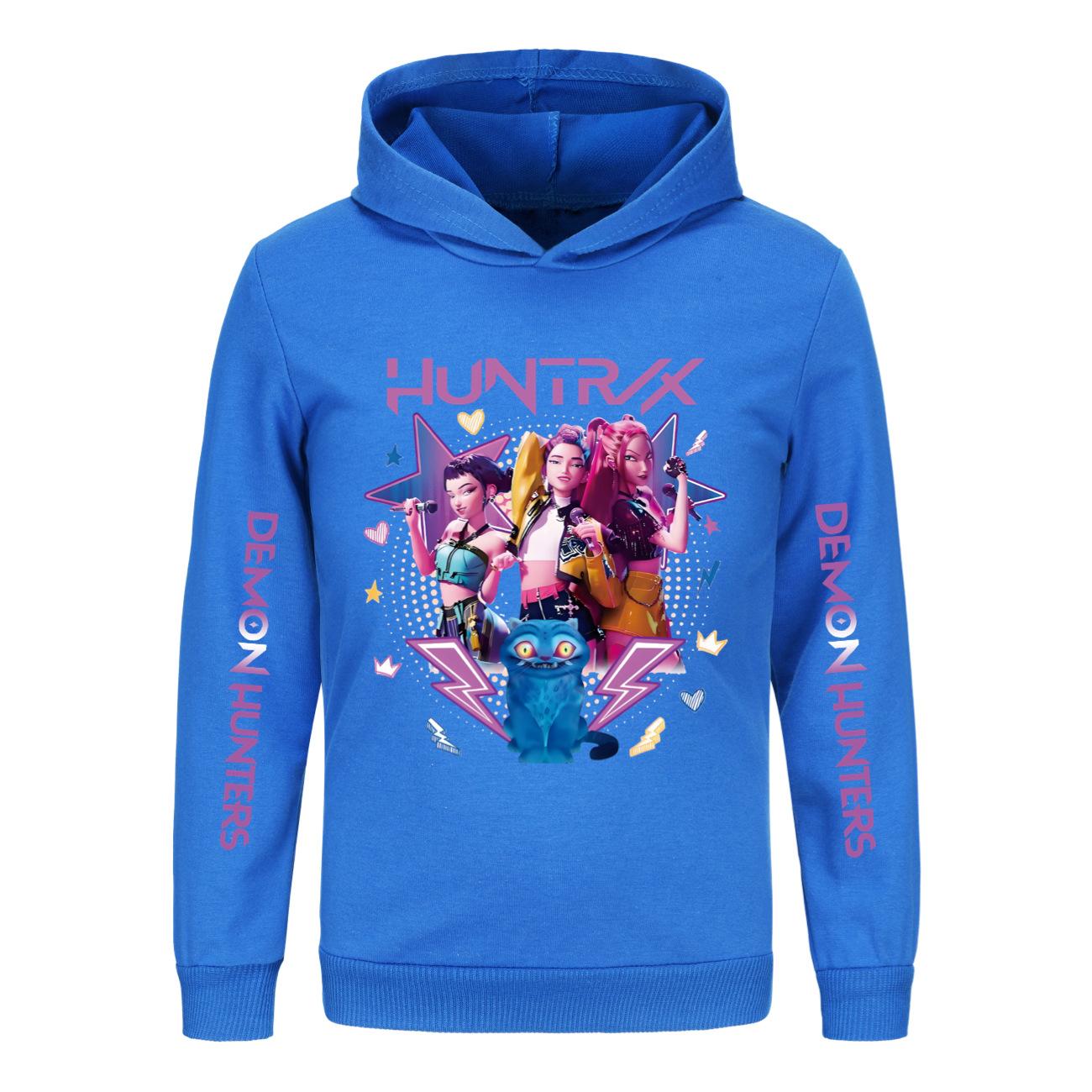Детская одежда Мода Мультяшный принт Спортивная футболка Топ Повседневный комфорт Толстовки Худи Детская Унисекс 160cm синий