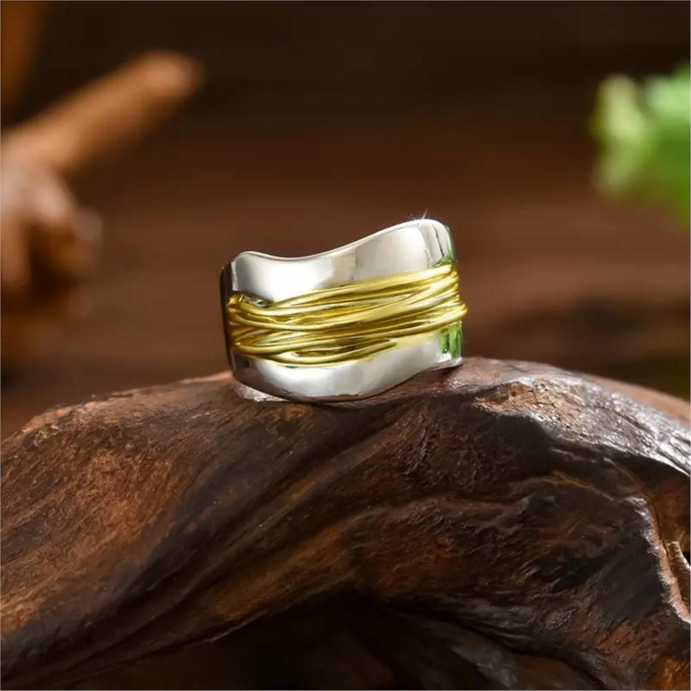 Vintage Creative Double Layer Engraved Line Entwined Ring for Women Niche Punk Multi-loop Rings Party jewelry Gifts