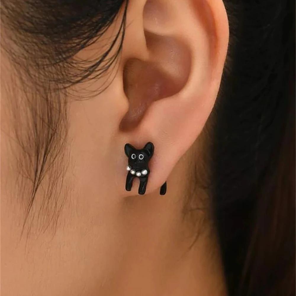 2pcs/1pair Animal Cartoon Stud Earring for Women Girl Cute Dinosaur Little Dog Whale Clay Bite Ear Jewelry Funny Gifts
