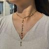 Stainless Steel Sexy Multilayer Sequins Chain Tassel Crystal Pendant Necklace For Woman Y Shape Disc Choker Necklace
