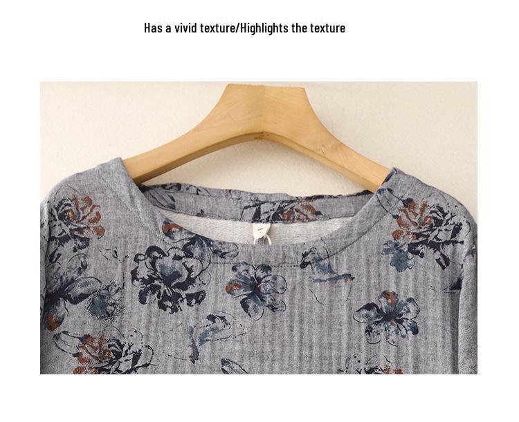 Xin Xing Cotton Linen Pastoral Print Dress: Soft, Gentle, Loose Fit for Spring and Autumn