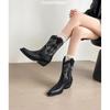 Genuine Leather~ Jiaoyu Piled Boots Women's 2025 Summer New Western Cowboy Boots Retro Knight Pointed Embroidered Short Boots