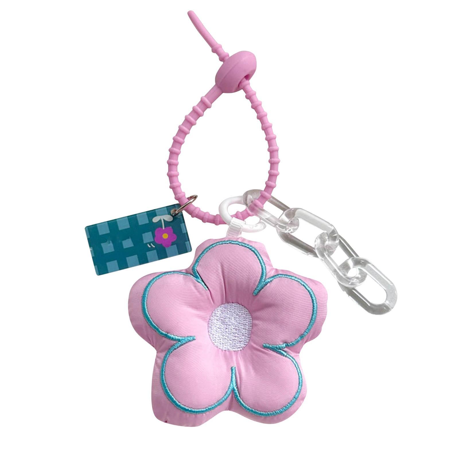 

Fabric Flower Keychain Pendant Color Matching Flower Keychain Bag Pendant One Size рожевий