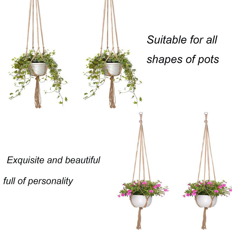 1/2/3 stücke Blumentopf Hanf Seil Hängen Netz Stroh Makramee Pflanzen Aufhänger Garten Halter Beine Hängen Seil Korb Balkon Dekor