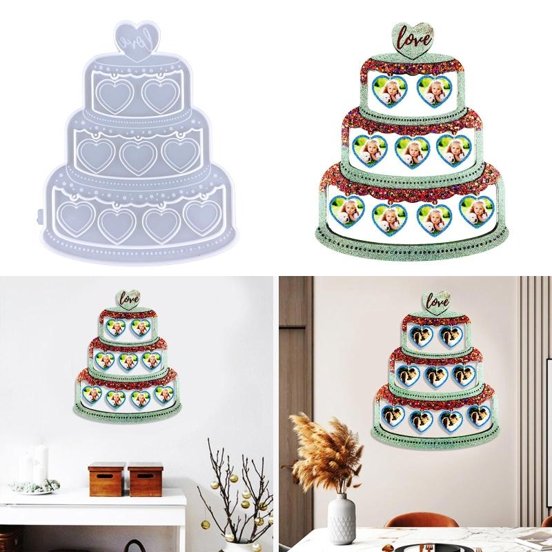 Cake Love Photo Frame Drop Glue Mold Diy Christmas Decor Cake Love Photo Frame Pendant Desktop Ornament Silicone Mold