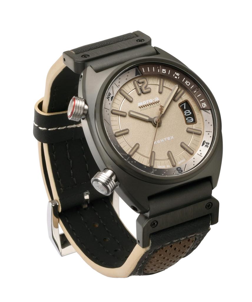 KENTEX MOTO-R Hodinky pro jezdce S808M-03 Pánské Nárazuvzdorné 38mm Kožený Řemínek Reverzní Korunka