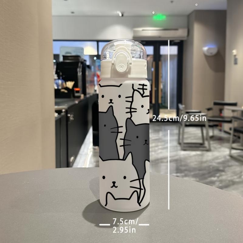 New Cartoon Kitten 3D UV Printed Portable Tumbler Sports Water Bottle High Value Frosted Plastic Cup Outdoor Fitnes Water Bottle
