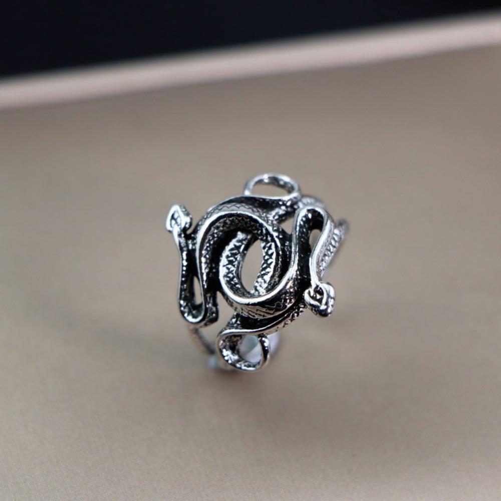 European and American Men's Trendy Metal Ring, Retro Style Cool and Handsome Design Totem Geometric Men's Ring