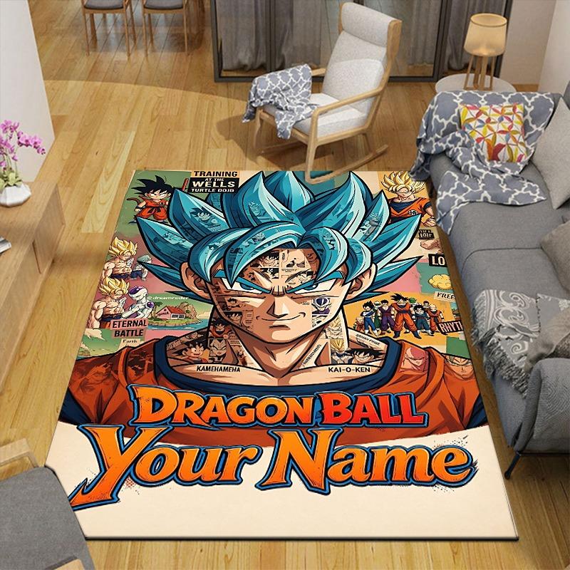 Custom 1Pc Dragon Ball Name Cover Flannel Personalized Rug Non Slip Floor Mat Soft Carpet for Living Bedroom Office Home Decor Gift