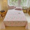 3Pcs Romantic Love Heart Pattern Bed Sheet Set Geometric Printed Thickened Bedspread with Pillowcases Soft Cotton Bedding Set