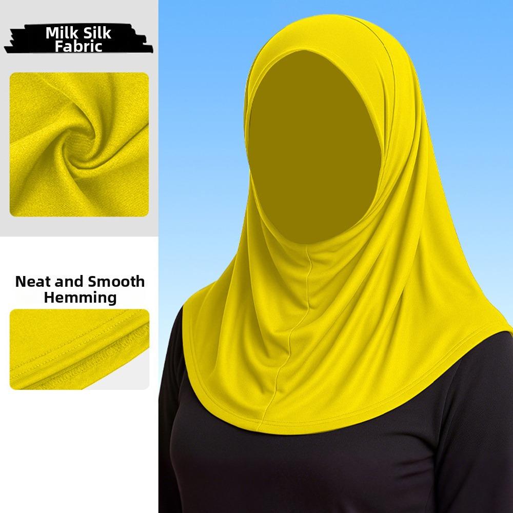 Elegant Ice Silk Women Hijab Scarf Neck Protection Sun Protection Instant Hijab Lightweight Spandex Prayer Hijab Lady