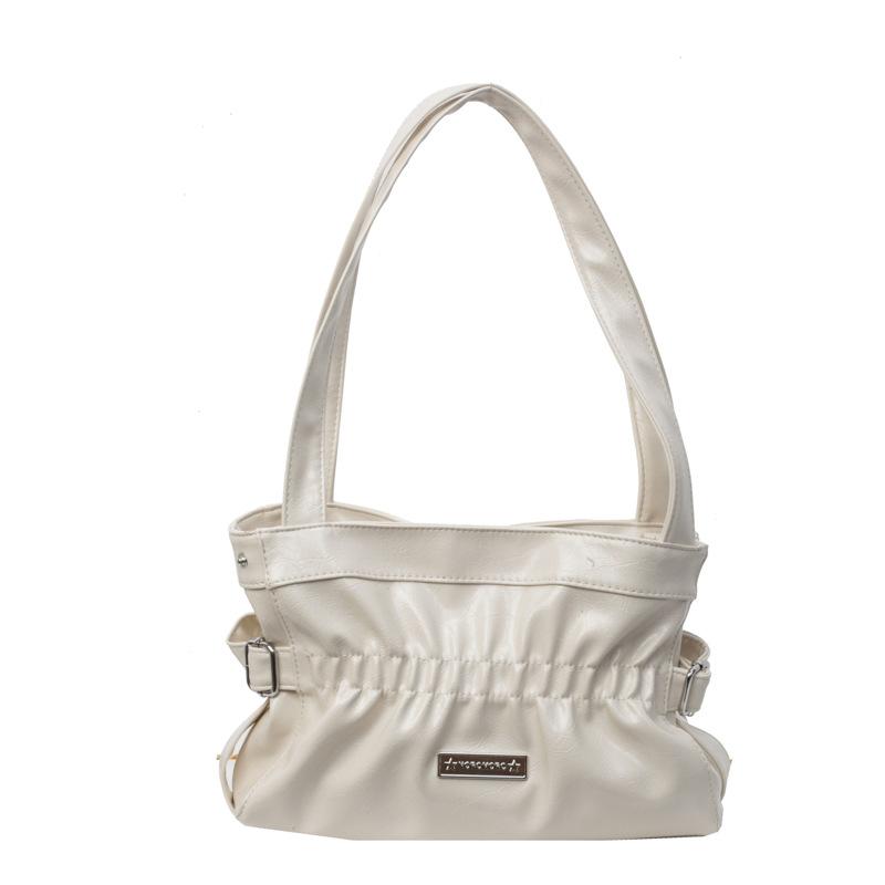 Casual versatile niche pleated bag women's 2025 new fashion shoulder underarm bag commuter tote bucket bag