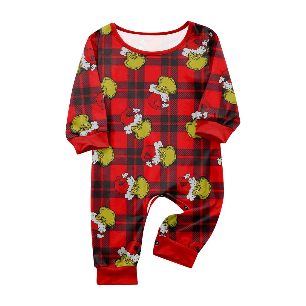 Print Cute Family Set Pajamas, Home Clothes, Family Set Long Sleeve Top Pants Set