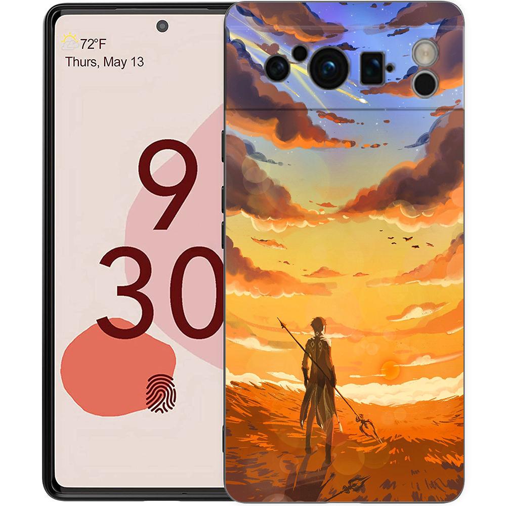 

Genshin Impact Game landscape Phone Case For Google Pixel 8 7 6 Pro 6A 7A 5G Soft Silicone Shockproof TPU Black Cover TPU Fundas Pixel 8 Pro