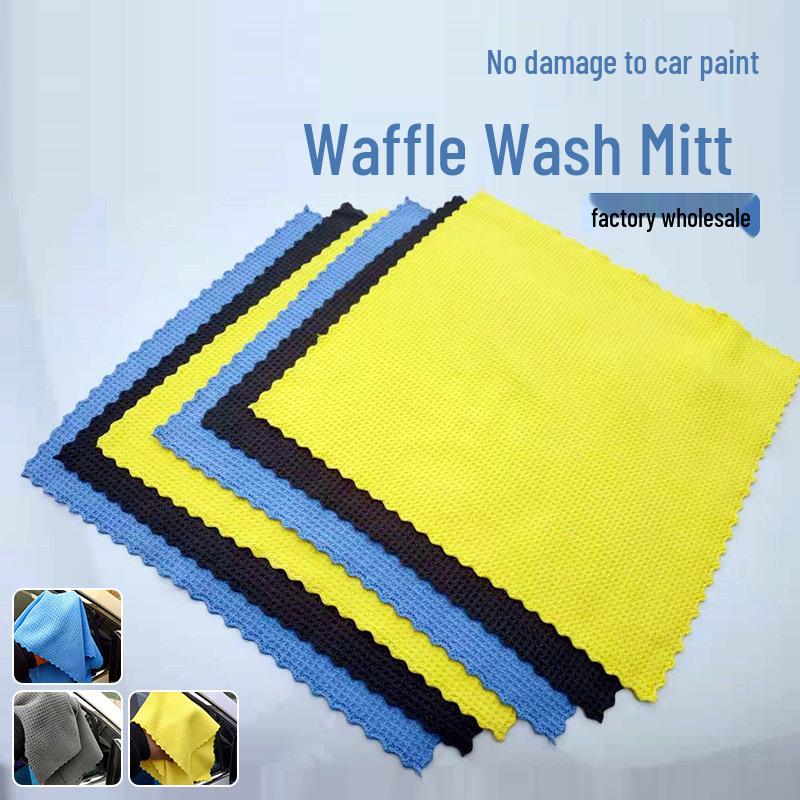 Waffle Glass Cleaning Cloth: Ultra Absorbent, Paint-Safe, Multi-functional Car Cleaner with Ultrasonic Edge Cutting