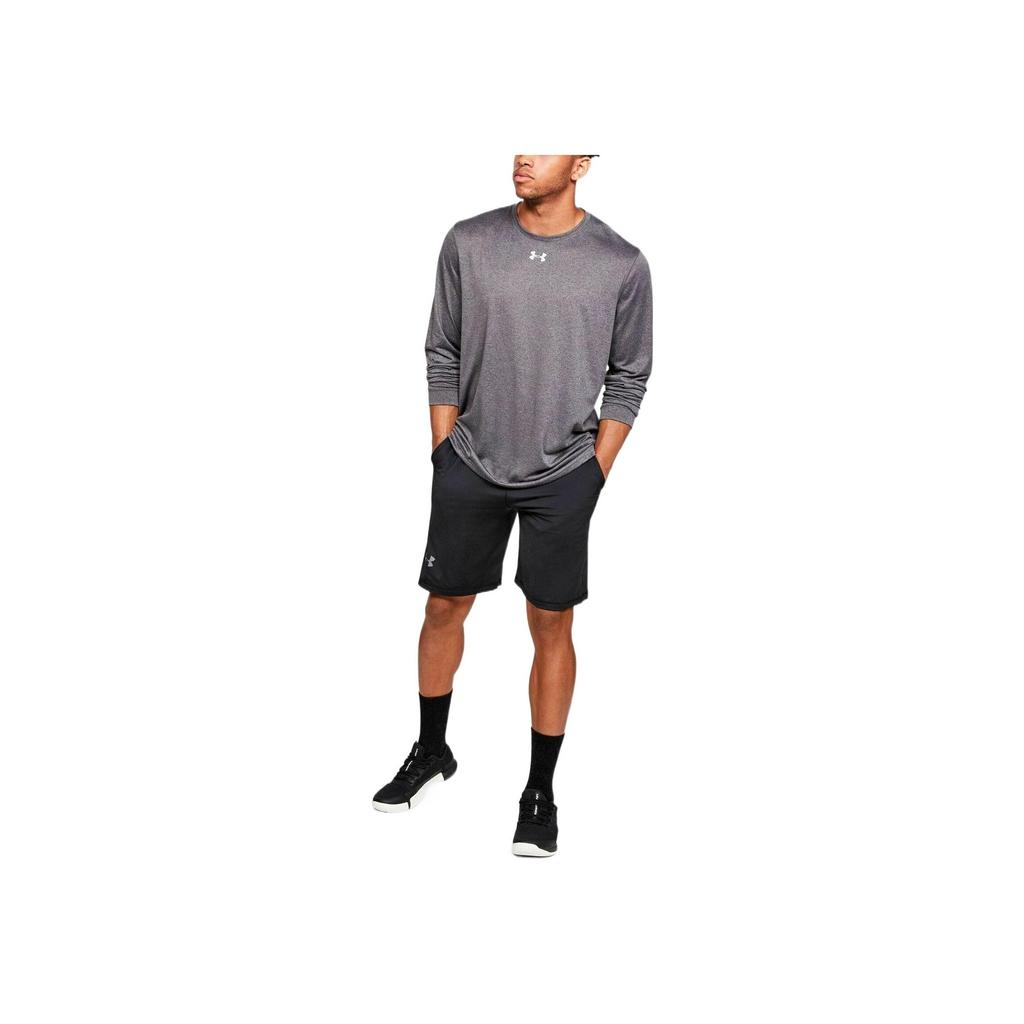 Under Armour Solid Color Logo Print Crew Neck Pullover Long Sleeve T-Shirt Men tops Gray 1305776-090