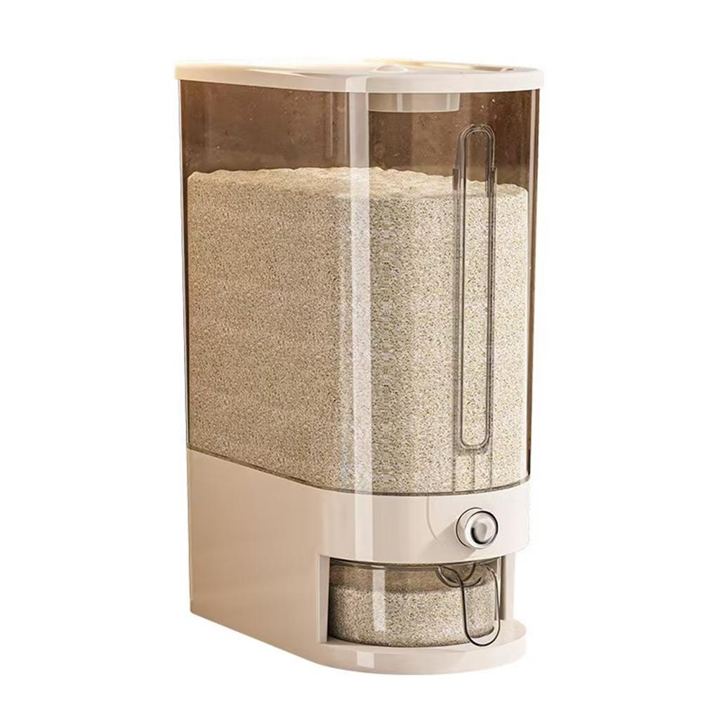 Automatic Rice Dispenser Large Capacity Grain Storage Container Airtight Sealed Food Organizer with Measuring Cup for Kitchen Pantry