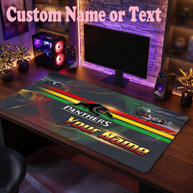Penrith Panthers Customized Name Text Mouse Pad, Large Desk Mouse Mat Personalized Home Office Present