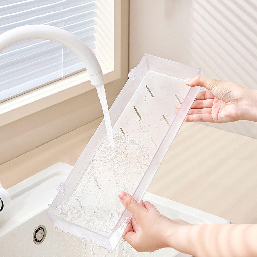 Frosted Suction Cups Shower Shelves Wall Mounted Cosmetics Storage Rack  For Home
