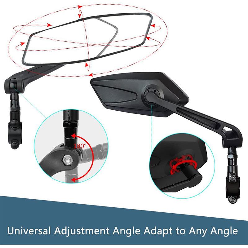 2 PCS 360-Degree Rotation Adjustable Foldable Side Mirror for Motorcycles ATV UTV Dirt Bikes Beach Rides