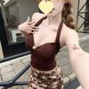 With Chest Pads, Korean Royal Sister, Sexy Style Hanging Neck, Beautiful Back, Sling Vest, Women's Summer Slim-fitting Waist Pinched Hollow Top