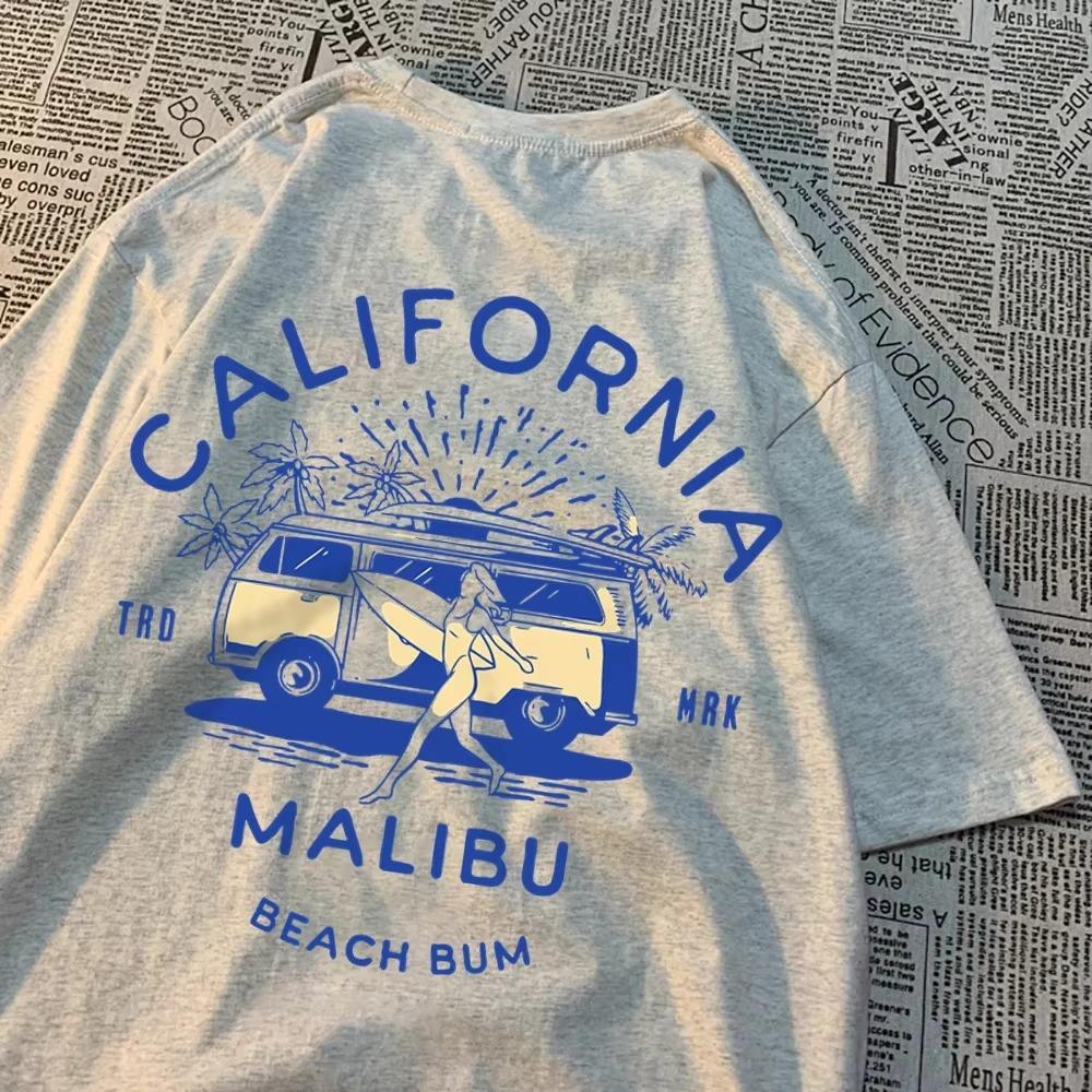 California Malibu Beach Bum T Shirts Men Women Summer New Streetwear Couple Tee Clothes T Shirt Pattern Loose T-Shirts Couple