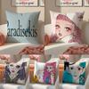 Romantic Retro P-Paradise Kisses Cushion Cover Pillowcase Short Plush Invisible Zipper Room Sofa Cushion Cover