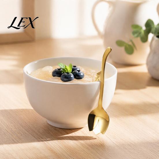 Hanging Hook Tea Spoon Tulip Shaped Stainless Steel Spoon, Long Handle Coffee Ice Cream Kitchen Dining Accessory Dessert Serving with Hook,
