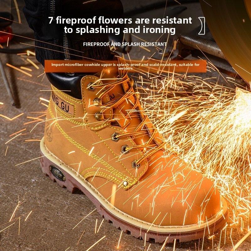 Men's Safety Shoes Steel Toe Men's Boots Anti-smash Anti-puncture Work Boot Working Footwears Slip-Resistant Boots Waterproof